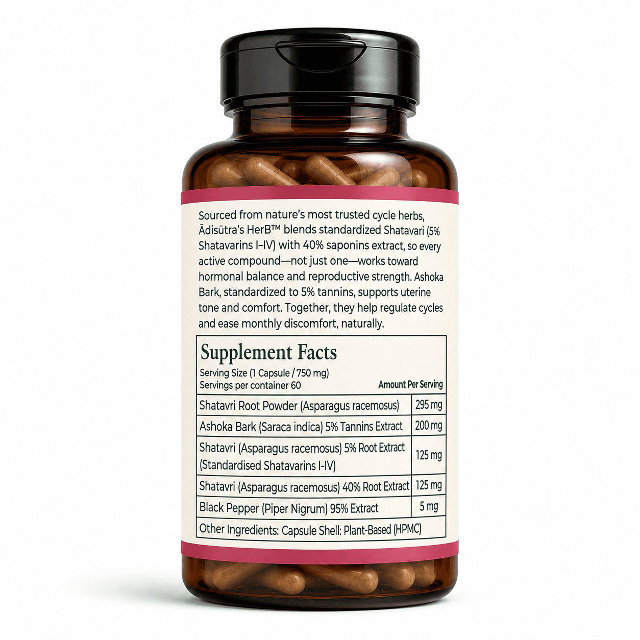 Back label with the Supplement Facts panel
