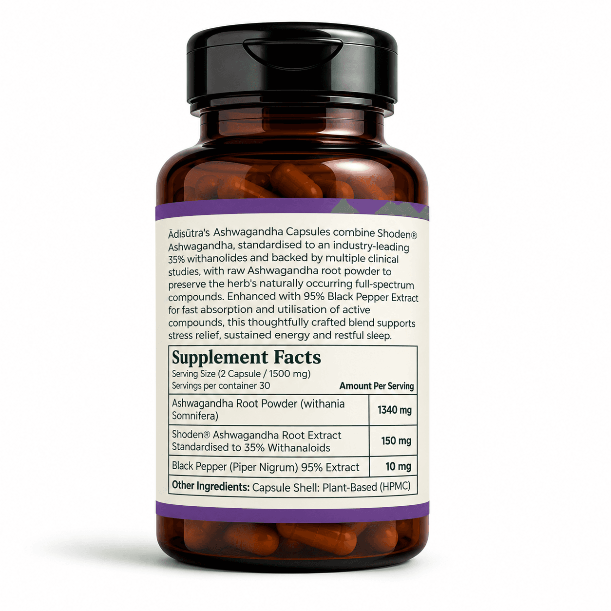 Back label with the Supplement Facts panel