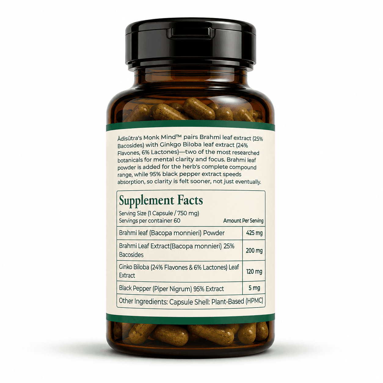 Back label with the Supplement Facts panel