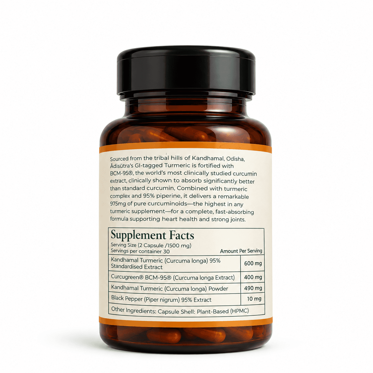 Back label with the Supplement Facts panel